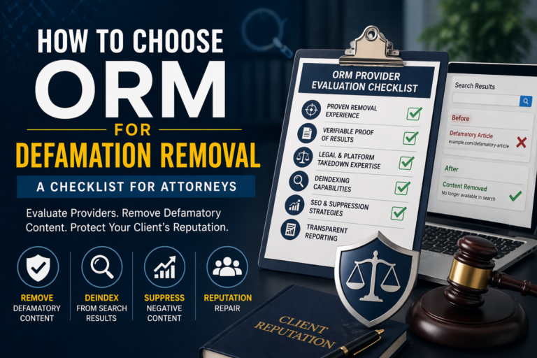 Attorney Checklist: How to Choose ORM for Defamation Removal