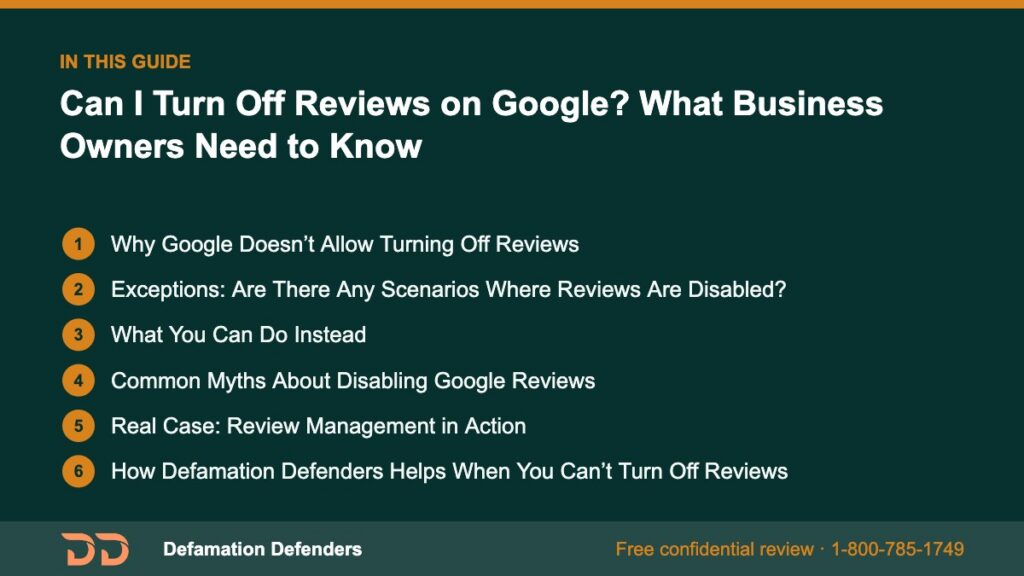 What this guide covers: Why Google Doesn’t Allow Turning Off Reviews, Exceptions: Are There Any Scenarios Where Reviews Are Disabled?, What You Can Do