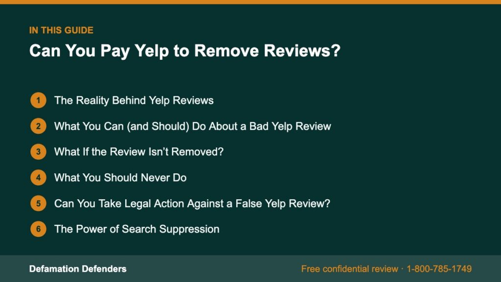 What this guide covers: The Reality Behind Yelp Reviews, What You Can (and Should) Do About a Bad Yelp Review, What If the Review Isn’t Removed?