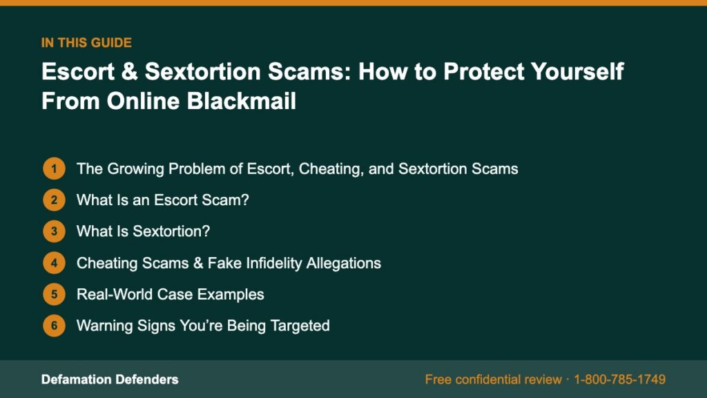 What this guide covers: The Growing Problem of Escort, Cheating, and Sextortion Scams, What Is an Escort Scam?, What Is Sextortion?