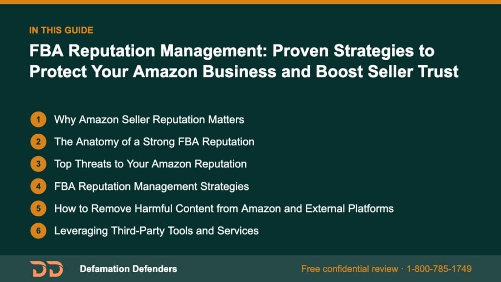 What this guide covers: Why Amazon Seller Reputation Matters, The Anatomy of a Strong FBA Reputation, Top Threats to Your Amazon Reputation