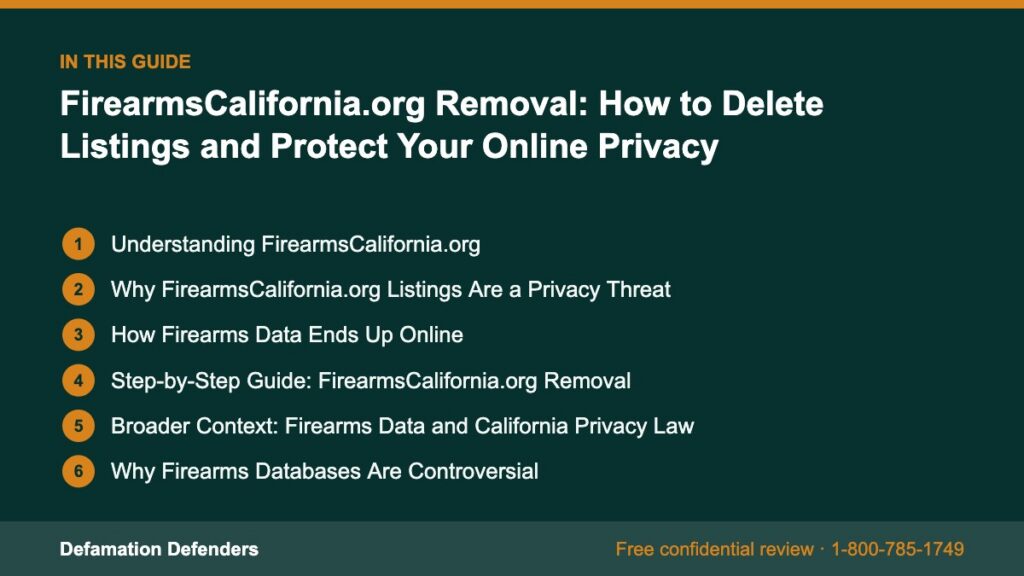 What this guide covers: Understanding FirearmsCalifornia.org, Why FirearmsCalifornia.org Listings Are a Privacy Threat, How Firearms Data Ends Up Onli