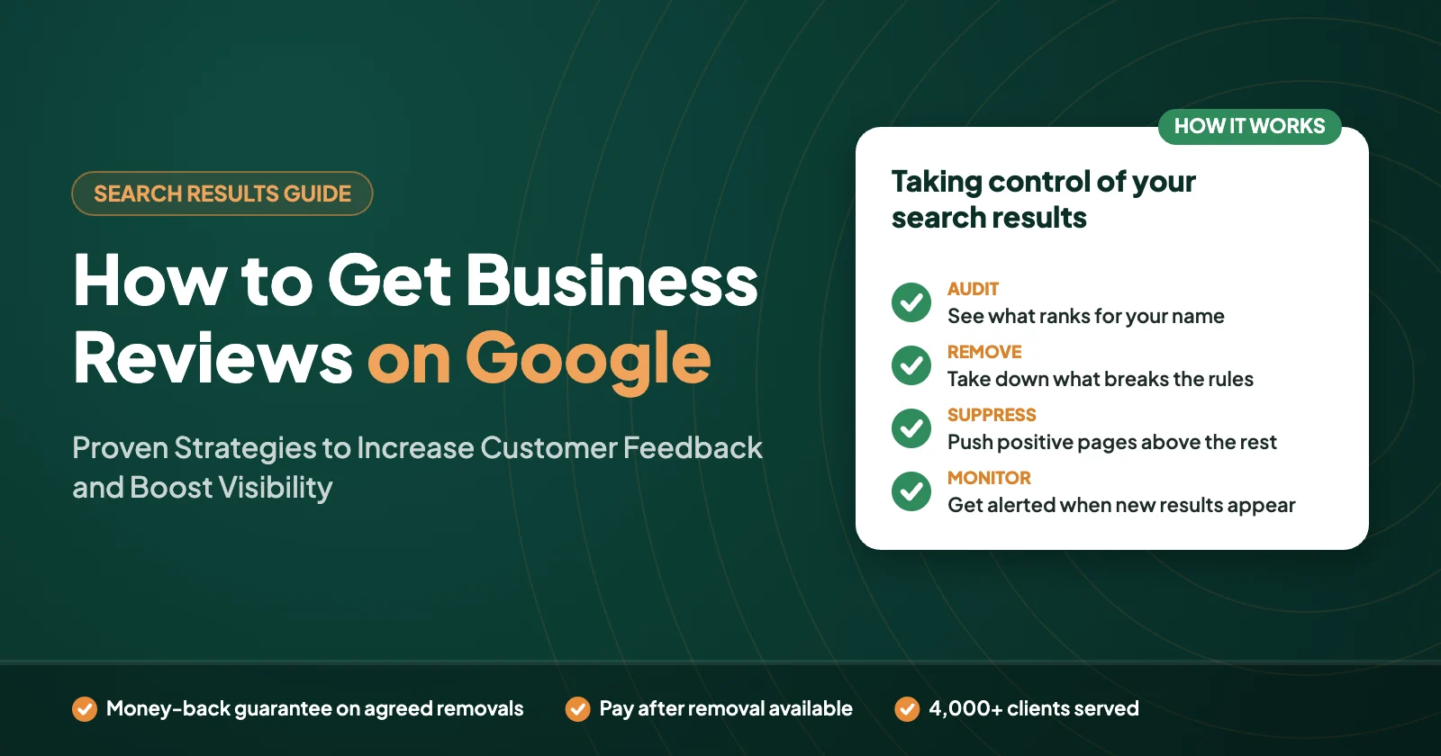 How to Get Business Reviews on Google: Proven Strategies to Increase Customer Feedback and Boost Visibility – Defamation Defenders guide graphic