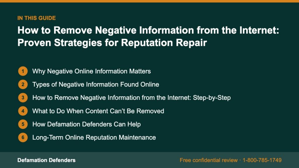 What this guide covers: Why Negative Online Information Matters, Types of Negative Information Found Online, How to Remove Negative Information from t