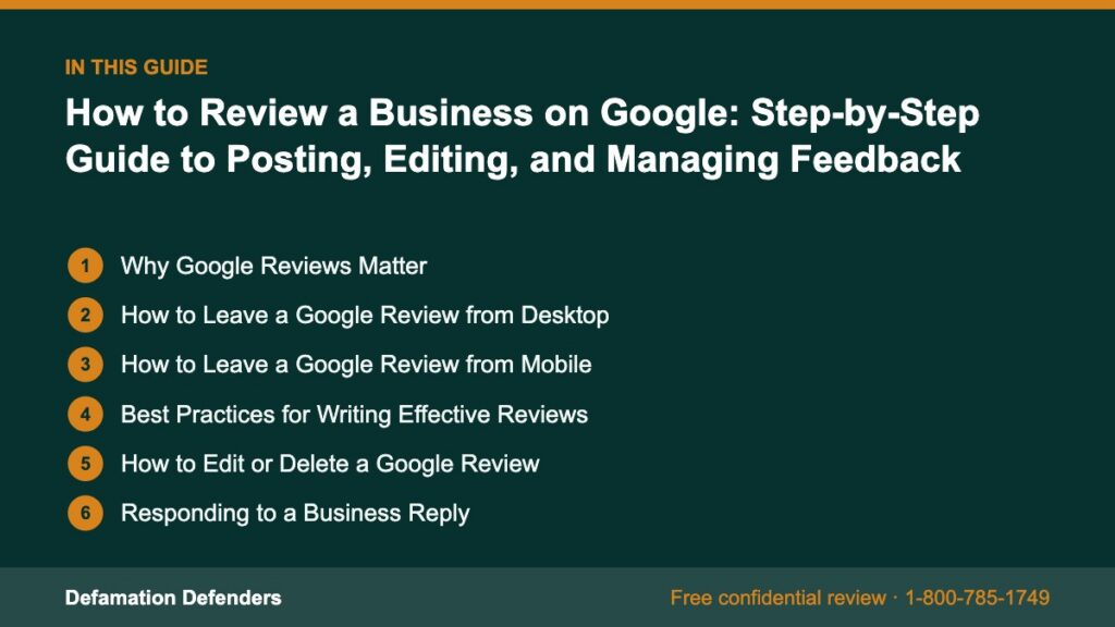 What this guide covers: Why Google Reviews Matter, How to Leave a Google Review from Desktop, How to Leave a Google Review from Mobile