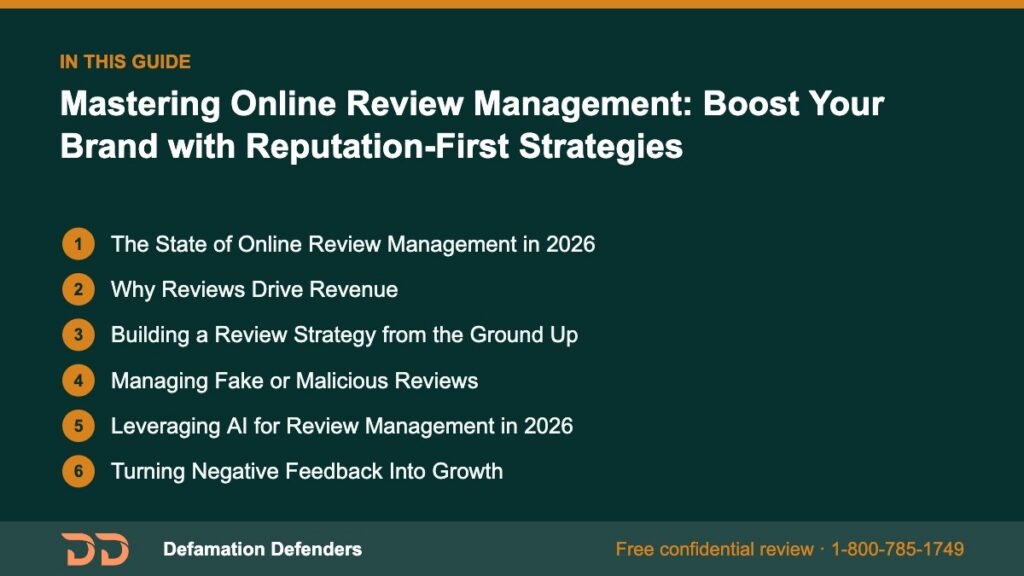 What this guide covers: The State of Online Review Management in 
2026, Why Reviews Drive Revenue, Building a Review Strategy from t