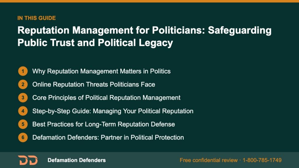 What this guide covers: Why Reputation Management Matters in Politics, Online Reputation Threats Politicians Face, Core Principles of Political Reputa