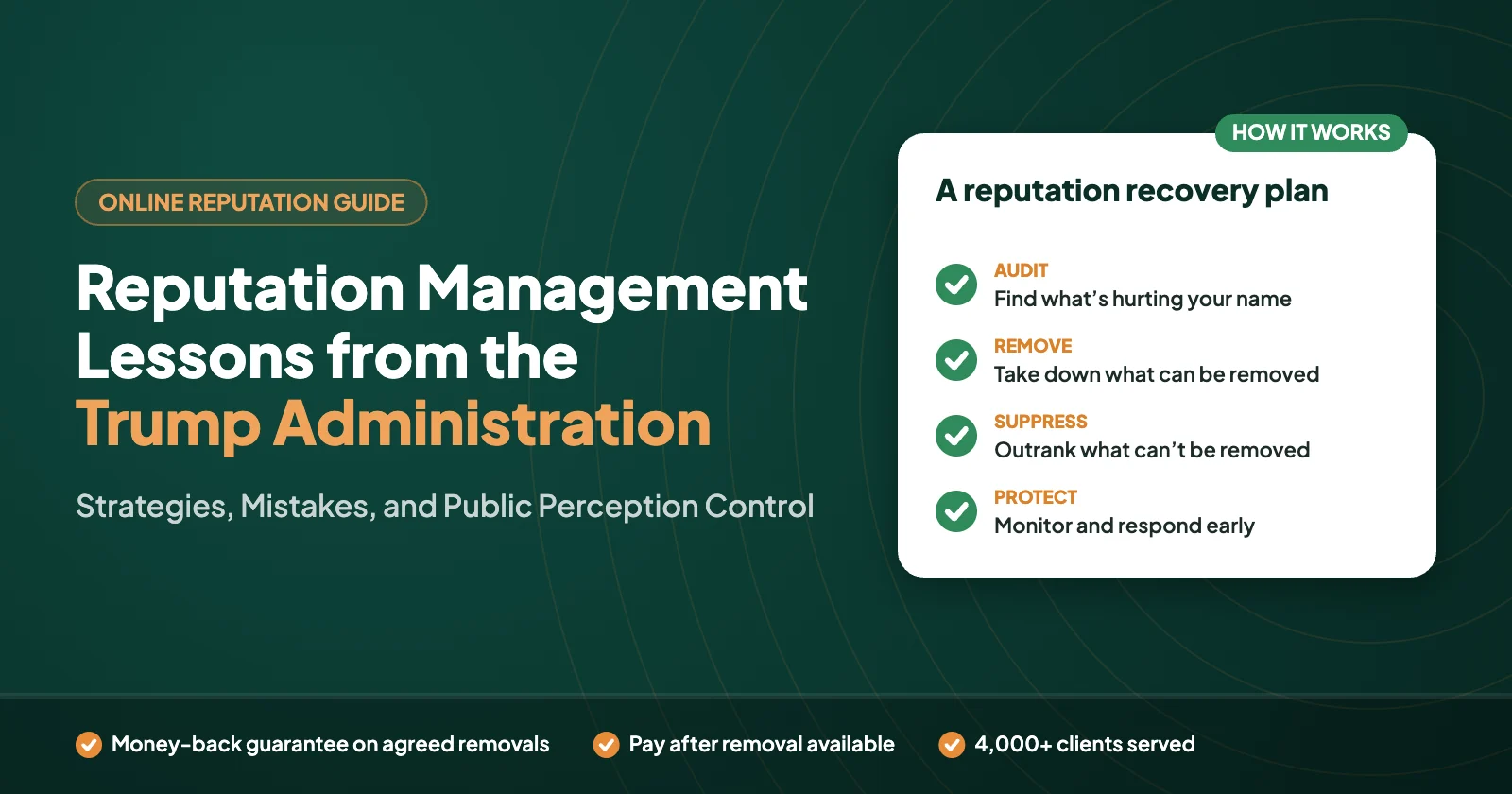 Reputation Management Lessons from the Trump Administration: Strategies, Mistakes, and Public Perception Control – Defamation Defenders guide graphic