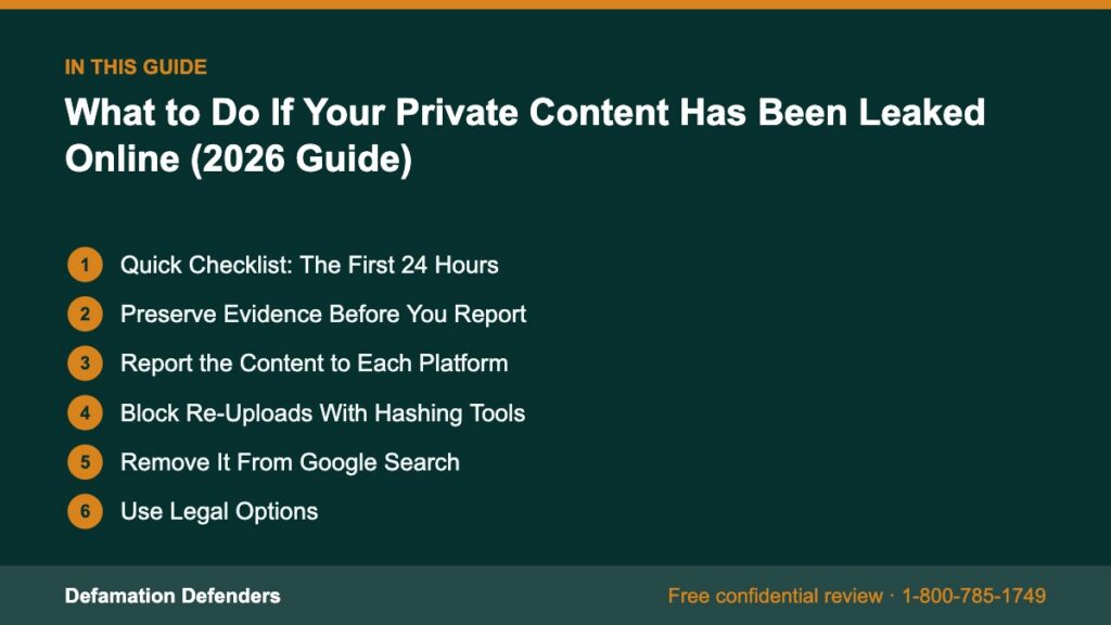 What this guide covers: Quick Checklist: The First 24 Hours, Preserve Evidence Before You Report, Report the Content to Each Platform