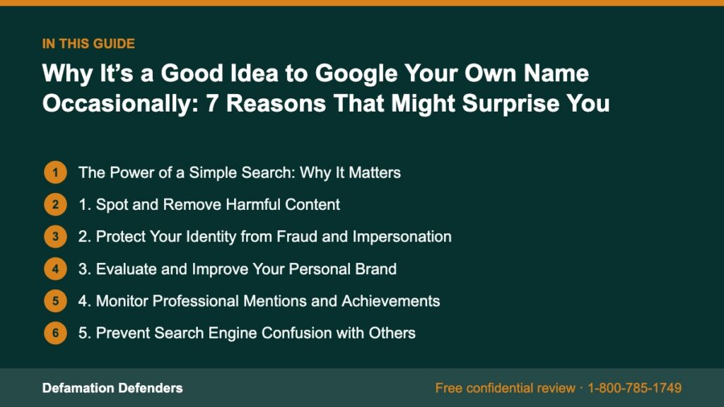 What this guide covers: The Power of a Simple Search: Why It Matters, 1. Spot and Remove Harmful Content, 2. Protect Your Identity from Fraud and Impe